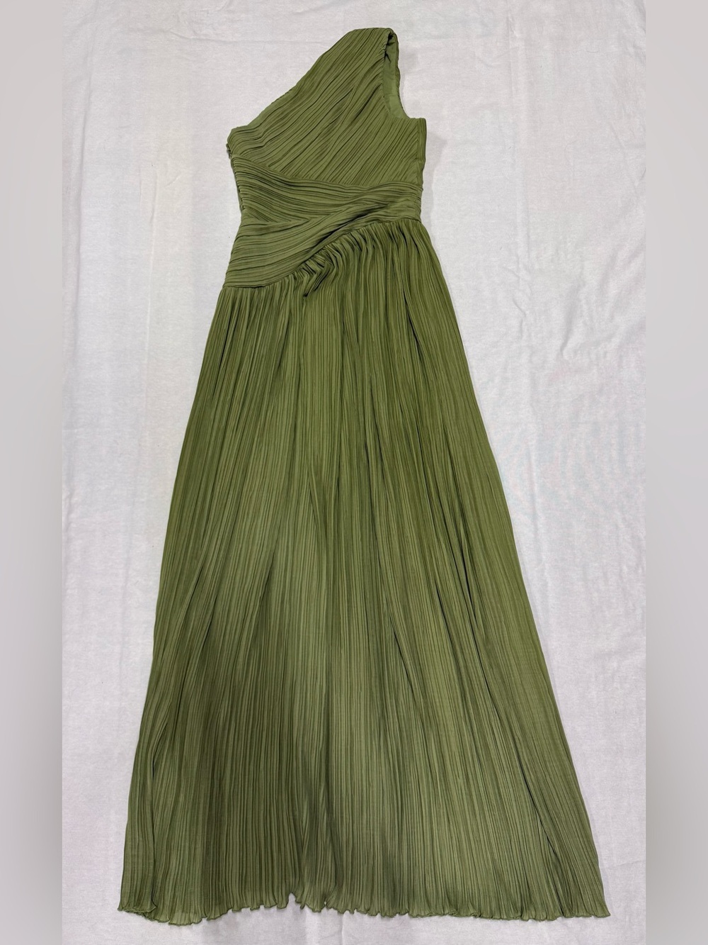 Michael Costello One-Shoulder Olive Dress with Side Slit - Picture 11 of 11